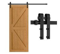 ETIASQSA 213CM/7FT Kit per Porta Scorrevole Binario per Porta Scorrevole Kit Nero Porta Scorrevole Kit Accessori per Porta Singola Scorrevole