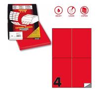 Etichetta adesiva C/519 rosso fluo 100fg A4 105x148mm (4et/fg) Markin