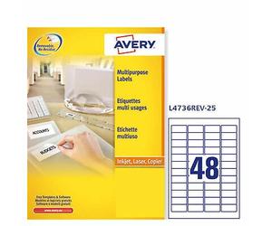 Etichetta Adesiva L4736Rev Bianca Rimovibili 25Fg A4 45,7X21,2Mm (48Et/Fg) Laser