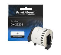 Etichetta compatibile Brother DK-22205 - Nero su bianco (62 mm)
