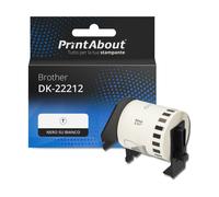 Etichetta compatibile Brother DK-22212 - Nero su bianco (62 mm)