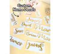 Etichetta decal con parola, decalcomania in vinile per bottiglia d'acqua da scuola in vetro, adesivo personalizzato con nome, font personalizzato con nomi e parole per ornamento matrimonio, etichette 