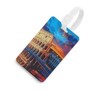 Etichetta divertente per valigie da viaggio con immagine di Roma al tramonto, con nome identificativo per la privacy, per borse e zaini, Stile bianco, Taglia unica