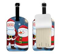 Etichetta elegante con stampa di Babbo Natale e pupazzo di neve, etichetta elegante per bagagli, 10 x 7 cm, per valigie e borse da viaggio