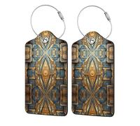 Etichetta geometrica del cuoio dell'unità di elaborazione di viaggio d'affari dell'affresco adatta a borse/zaini/bagagli, nero, 4 PCS