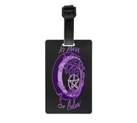 Etichetta identificativa per bagaglio, etichetta da viaggio in pelle con pentagramma della dea della triplice luna Wicca