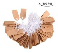 Etichetta Kraft di Marcatura Etichetta di Prezzi Vuoto Scrivibile Etichetta di Prezzi Etichetta per Display con Cordino Elastico, Kraft (300 Pezzi, 2.6 * 1.2cm)