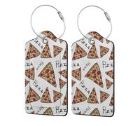 Etichetta per bagagli a forma di pizza per valigie etichette per bagagli durevoli con identificatori ad anello in metallo con etichette per nome e indirizzo per la privacy in poliuretano e per viaggi