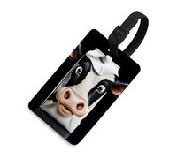 Etichetta per bagagli con faccia di mucca con carta d'identità in pelle impermeabile etichette per valigie accessori da viaggio per donne adulte uomini