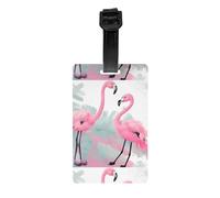Etichetta per bagagli con fenicottero rosa. Realizzata in PVC con una cinghia staccabile, perfetta per viaggi leggeri e un'etichetta identificativa da viaggio.