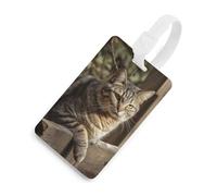 Etichetta per bagagli con gatto su recinzione in legno con carta d'identità etichetta per bagagli da crociera per individuare rapidamente la valigia, adatta per uomini e donne zaino borsa bagagli