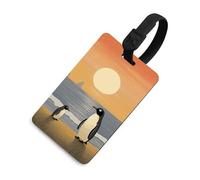 Etichetta per bagagli con immagini di due pinguini con nome ID Card Etichetta per bagagli da crociera per individuare rapidamente bagagli valigia, adatta per uomini e donne zaino borsetta, stile nero