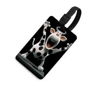 Etichetta per bagagli con mucca che apre le braccia con nome ID Card in pelle impermeabile etichette per valigie accessori da viaggio per donne adulte uomini