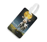 Etichetta per bagagli con mucca sopra la luna con carta d'identità etichetta per bagagli da crociera per individuare rapidamente la valigia, adatta per uomini e donne zaino borsa bagagli., stile