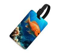 Etichetta per bagagli con pesce sul fondo del mare con carta d'identità in pelle impermeabile etichette per valigie accessori da viaggio per adulti donne uomini