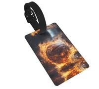 Etichetta per bagagli con scritta "Basketball on Fire and Water Flame Splashing Pack" per valigie, etichette per borse, identificatori per la privacy, etichetta identificativa per donne e uomini da