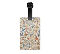 Etichetta per bagagli con stampa con stelle marine e conchiglie - Copertura completa per la privacy per valigie per donne e uomini, etichetta identificativa da viaggio in PVC