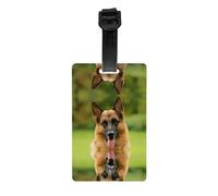 Etichetta per bagagli con stampa di pastore tedesco con copertura posteriore completa per la privacy, etichetta identificativa per valigie, borse e zaini