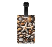 Etichetta per bagagli con stampa di stelle marine e conchiglie - copertura completa per la privacy valigia etichetta ID per donne e uomini, etichetta identificativa da viaggio in PVC