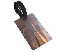 Etichetta per bagagli con stampa tramonto sulla spiaggia, etichette per valigie in PVC impermeabile con cinturino per una facile identificazione dei bagagli