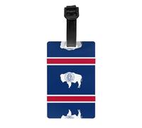 Etichetta per bagagli da viaggio stampata con bandiera dello stato del Wyoming - 8,4 x 5,3 cm etichetta identificativa per bagagli da compagnia aerea/bagagli da viaggio