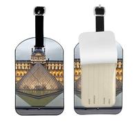 Etichetta per bagagli in pelle con museo del Louvre di Parigi, personalizzabile in pelle PU, design su entrambi i lati, protezione della privacy, accessorio da viaggio ideale