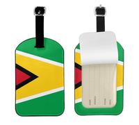 Etichetta per bagagli in pelle PU con bandiera della Guyana, doppia faccia personalizzata da viaggio con copertura per la privacy
