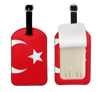 Etichetta per bagagli in pelle PU con bandiera della Turchia, doppia faccia personalizzata da viaggio con copertura per la privacy