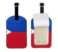 Etichetta per bagagli in pelle PU con bandiera delle Filippine, etichetta personalizzata per valigia da viaggio con copertura per la privacy