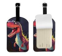 Etichetta per bagagli in pelle PU con dinosauro dalla bocca grande, etichetta personalizzata per valigia da viaggio con copertura per la privacy