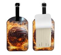 Etichetta per bagagli in pelle PU con scritta "Basketball on Fire and Water Flame", personalizzabile su entrambi i lati, per valigie da viaggio, con copertura per la privacy