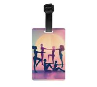 Etichetta per bagagli in PVC a tema ginnastica, con nome e tessera identificativa, per un'identificazione rapida dei bagagli.