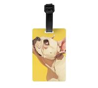 Etichetta per bagagli in PVC con immagine di un bulldog francese, con nome e targhetta identificativa, per un'identificazione rapida dei bagagli.