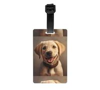 Etichetta per bagagli in PVC con simpatico cane Labrador, con nome e targhetta identificativa, per un'identificazione rapida dei bagagli.