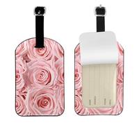 Etichetta per bagagli unica ed elegante con stampa di rose rosa fresche per valigie, borse da viaggio e altre etichette per bagagli