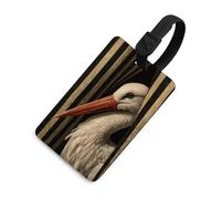 Etichetta per bagagli vintage con cicogna bianca cogna dietro la tenda etichetta per bagagli da viaggio valigia nome tag