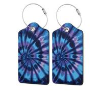 Etichetta per bagagli viola tie dye per valigie etichette per bagagli durevoli con identificatori ad anello in metallo con etichette per nome e indirizzo per la privacy in poliuretano e per viaggi