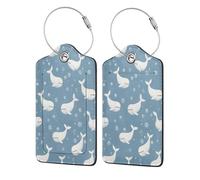 Etichetta per bagaglio a forma di balena, 1 pezzo, per valigia, passaporto, in pelle, con anello in acciaio inossidabile, etichetta identificativa con nome, copertura per la privacy, per adulti e ado