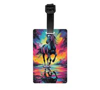 Etichetta per bagaglio a forma di cavallo con anello rimovibile, identificativo per valigia, 2,1 x 3,3 pollici