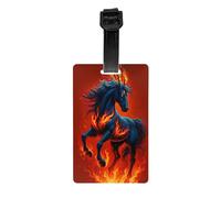 Etichetta per bagaglio a forma di cavallo di fuoco con anello rimovibile, identificativo per valigia, 2,1 x 3,3 pollici