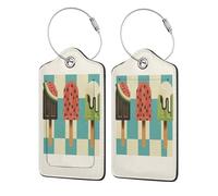 Etichetta per bagaglio a forma di ghiaccioli all'anguria estiva con patta per la privacy, etichette per bagaglio in pelle per valigia, 2 pezzi