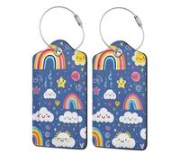 Etichetta per bagaglio arcobaleno adorabile, etichetta per bagaglio da viaggio in pelle PU, etichetta per valigia, etichetta per valigia con anello in acciaio resistente, identificatori