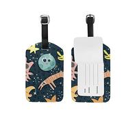 Etichetta per bagaglio Cartoon Moon Cats Star in pelle per Kid Girl Women 1 pezzo