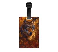 Etichetta per bagaglio con anello rimovibile, simbolo del autunnale tra le foglie cadute, identificazione del bagaglio, 2,1 x 3,3 pollici