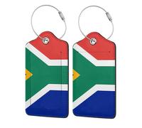 Etichetta per bagaglio con bandiera del Sud Africa con nome e indirizzo per la privacy, con anello in acciaio inossidabile per valigia da viaggio