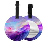 Etichetta per bagaglio con dipinto aurora boreale, etichette da viaggio rotonde con un motivo accattivante e accattivante per una facile identificazione