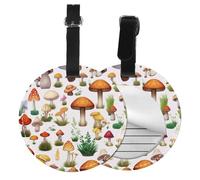 Etichetta per bagaglio con dipinto giapponese a forma di fungo, per valigie, etichette da viaggio rotonde con un motivo accattivante e accattivante per una facile identificazione, 4 pezzi, 10771-1