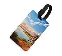 Etichetta per bagaglio con protezione della privacy, etichette per valigie da viaggio con paesaggio africano, fiume Nilo e giraffa, accessori da viaggio essenziali per valigie
