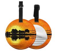 Etichetta per bagaglio con riflessione della chitarra del lago, etichette da viaggio rotonde con un motivo accattivante e accattivante per una facile identificazione, 1, 10771-1