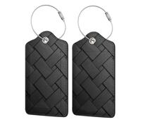 Etichetta per bagaglio geometrica con sfumature nere per valigia, confezione da 2 etichette per bagaglio in pelle con patta per la privacy, etichetta identificativa con nome e anello in metallo per vi